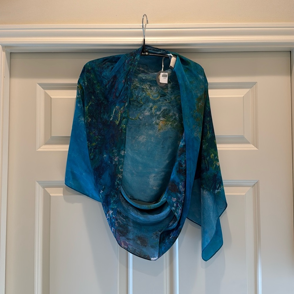 Cocoon House blue /gold Sweet Dreams silk poncho, addtl colors green, pink,black